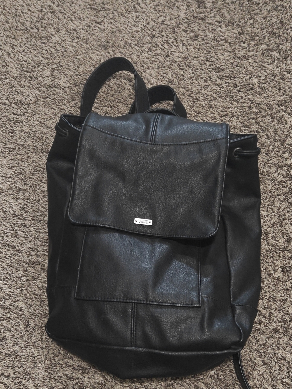 Vans Black Vegan Leather-Look Backpack
